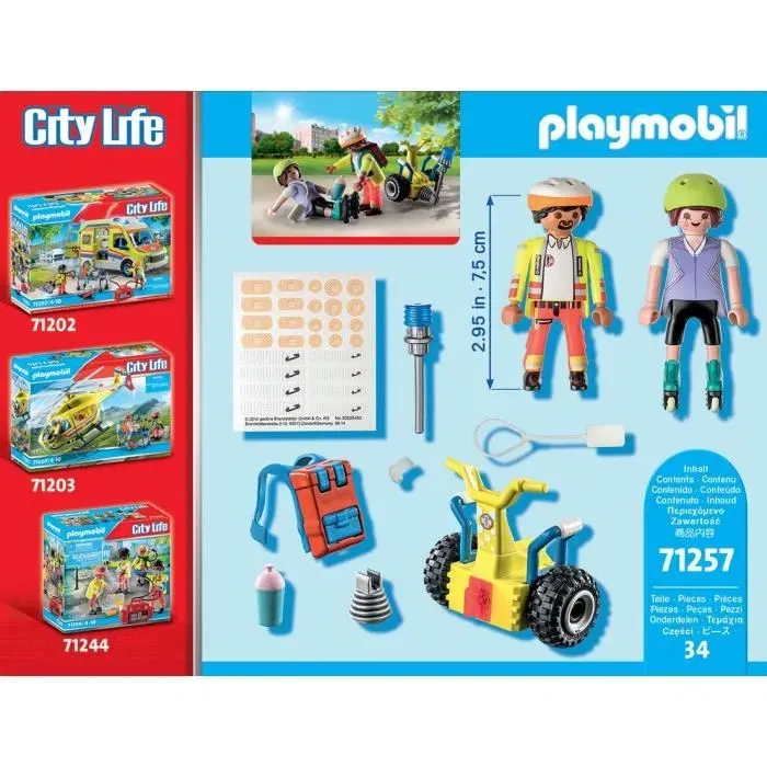 Playmobil 71257 Secouriste avec gyropode - Set Starter Pack City Action Les Secouristes - 34 pièces - Figurine et accessoires - Dès 4 ans