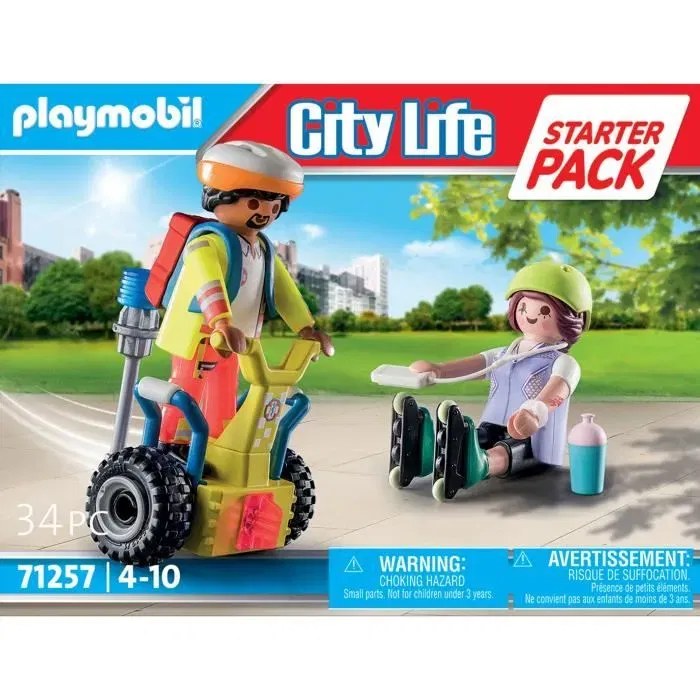 Playmobil 71257 Secouriste avec gyropode - Set Starter Pack City Action Les Secouristes - 34 pièces - Figurine et accessoires - Dès 4 ans