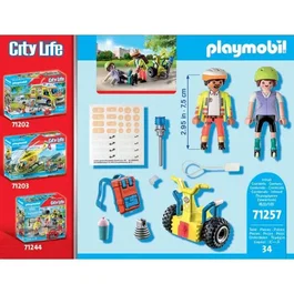 Playmobil 71257 Secouriste avec gyropode - Set Starter Pack City Action Les Secouristes - 34 pièces - Figurine et accessoires - Dès 4 ans