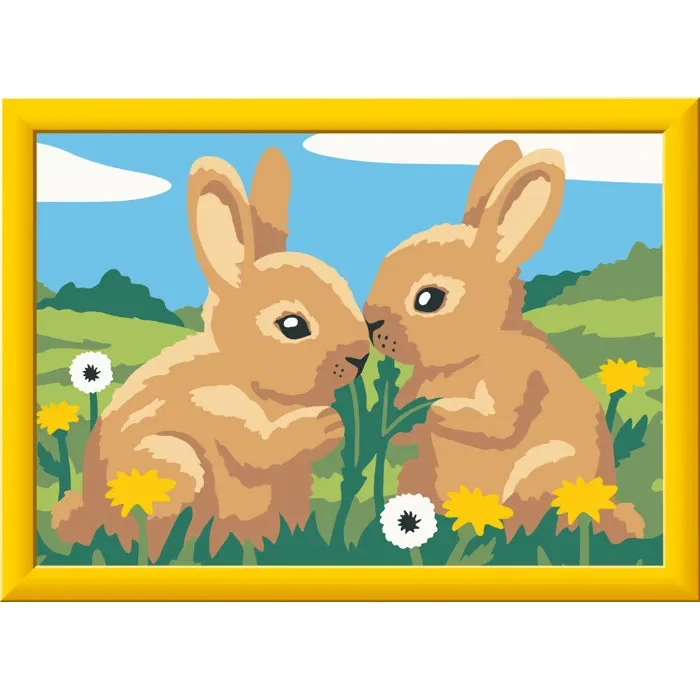 Ravensburger - Kit de peinture par numéros CreArt Kids, motif Lapins mignons, 13x18 cm, avec cadre, pour enfants dès 7 ans, 12023216 Ravensburger - Kit de peinture par numéros CreArt Kids, motif Lapins mignons, 13x18 cm, avec cadre, pour enfants dès 7 ans, 12023216