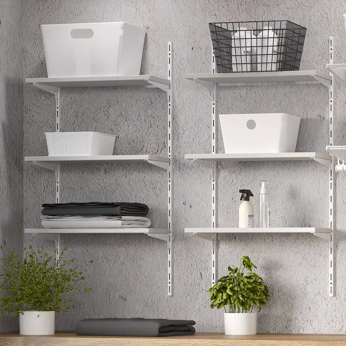 Emuca Kit de pour 3 étagères avec consoles et supports muraux Jagmet, longueur 380mm, Acier, Peint en blanc