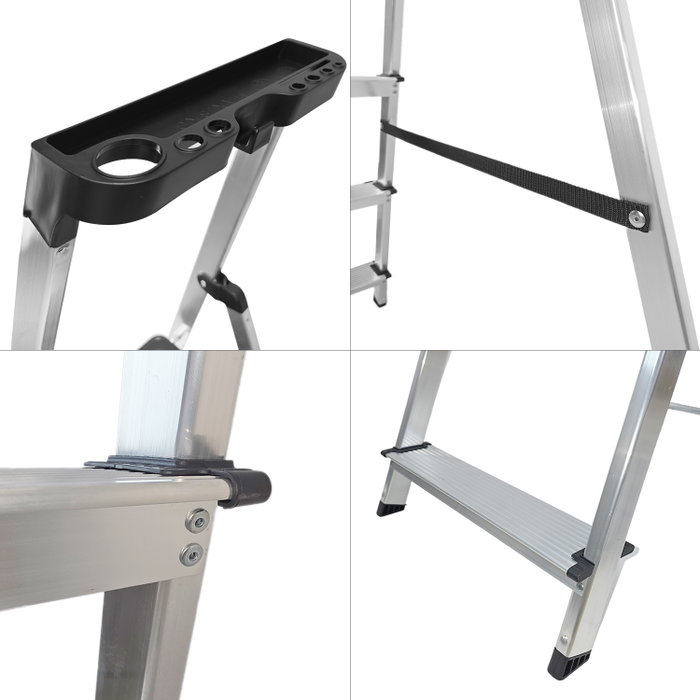 ORYX Échelle en aluminium de 5 marches pour usage domestique certifiée EN 131