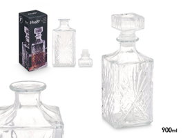 Vivalto Carafe à Liqueur Taille Diamants 900 ml Verre Transparent 9x23.5x9 cm (Set de 12)