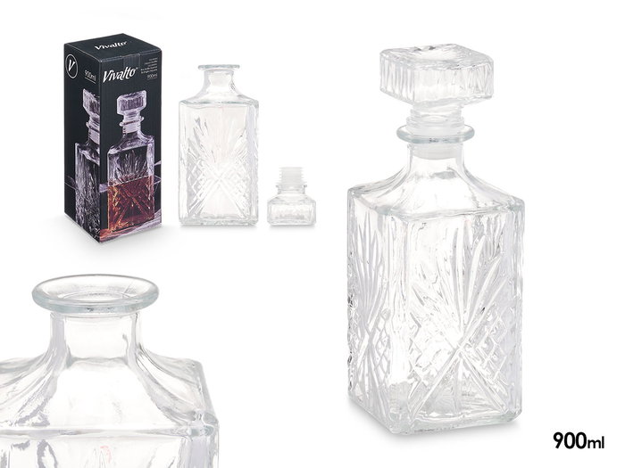 Vivalto Carafe à Liqueur Taille Diamants 900 ml Verre Transparent 9x23.5x9 cm (Set de 12) Vivalto Carafe à Liqueur Taille Diamants 900 ml Verre Transparent 9x23.5x9 cm (Set de 12)