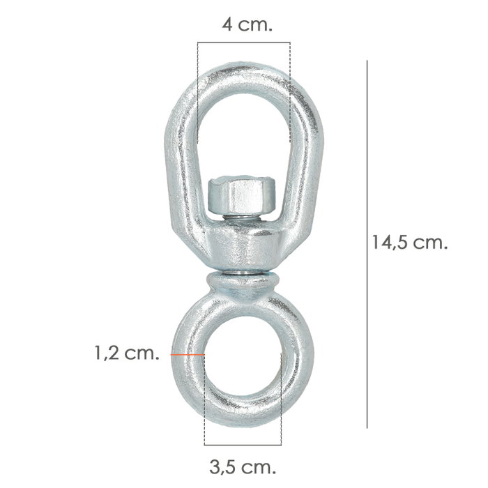 WOLFPACK LINEA PROFESIONAL Manille rotative simple acier 12 mm