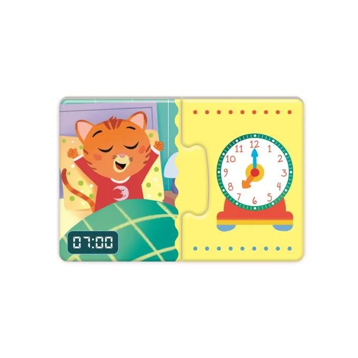 Clementoni - Horloge Éducative d'Apprentissage de l'Heure avec 13 Mini-Puzzles - Jeu Autocorrectif pour Enfants