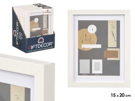 GIFTDECOR Cadre photo mural en bois blanc avec passe-partout 15x20cm