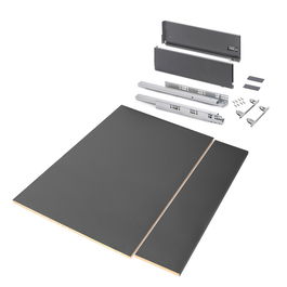 Emuca Kit de tiroirs pour cuisine ou salle de bains Vertex avec réglages 3D, hauteur 178mm, avec panneaux inclus, module 900mm, Gris antracite