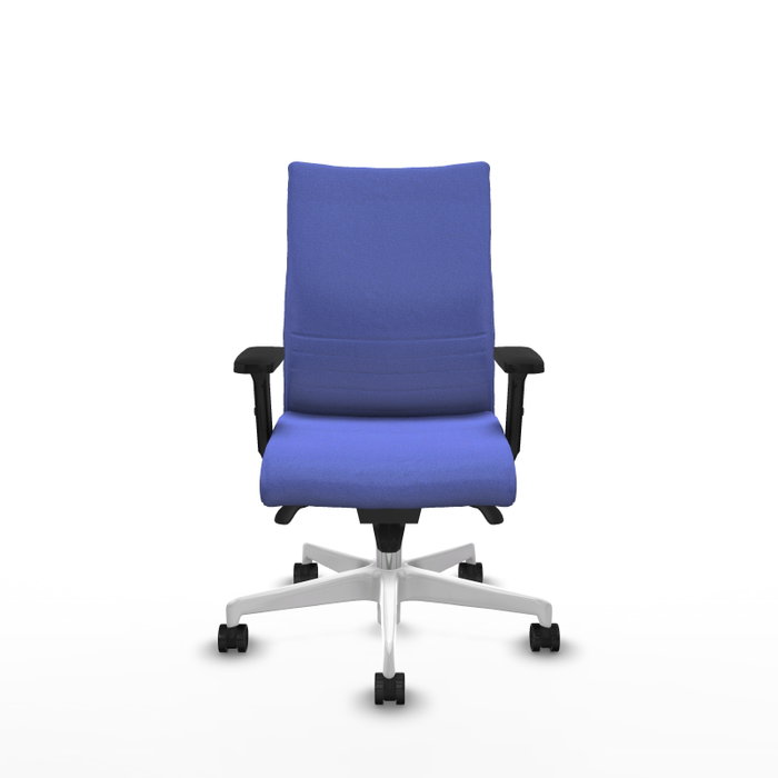 Piqueras Y Crespo Silla Albacete confidente, Bleu clair, Mécanisme Sincro, Bras 2D, Base blanche