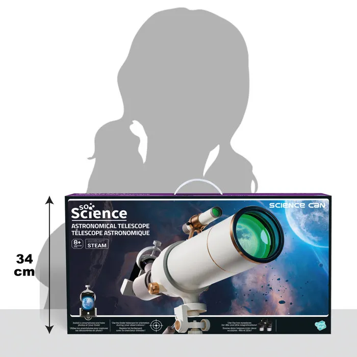 Canal Toys COS 002 Télescope astronomique avec support smartphone pour photos, oculaires 40x et 16x - Kit de découverte du ciel pour enfants
