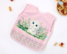 KioKids Babero Imperméable Anti-taches avec Poche - Rose - pour Bébé 4 mois+
