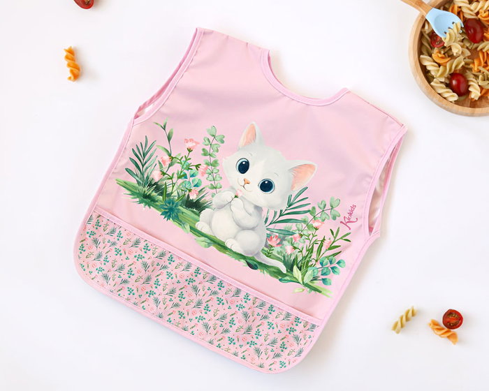 KioKids Babero Imperméable Anti-taches avec Poche - Rose - pour Bébé 4 mois+ KioKids Babero Imperméable Anti-taches avec Poche - Rose - pour Bébé 4 mois+