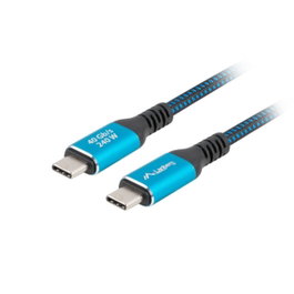 Lanberg Câble USB-C 4.0 240W 8K 1m Bleu Noir