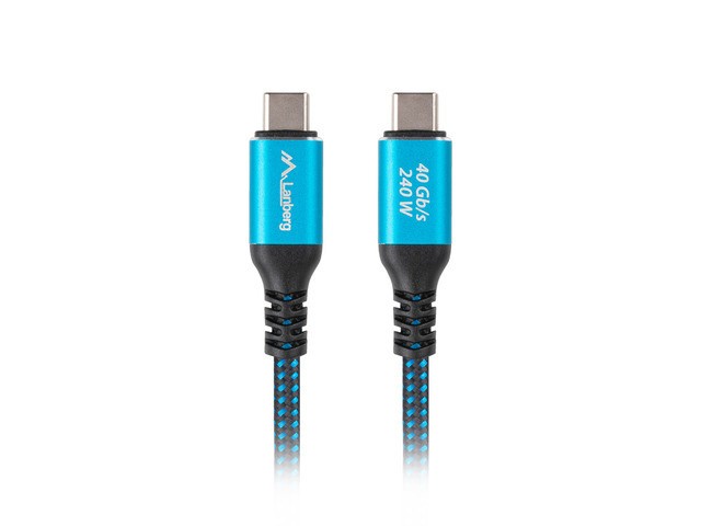 Lanberg Câble USB Type C 4.0 100 cm, 40 Gb/s, 240 W, 5K/8K, Textile, Ni
