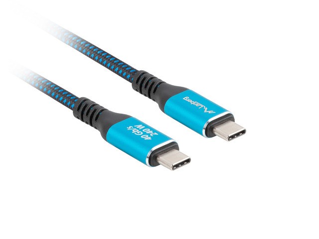 Lanberg Câble USB Type C 4.0 100 cm, 40 Gb/s, 240 W, 5K/8K, Textile, Ni