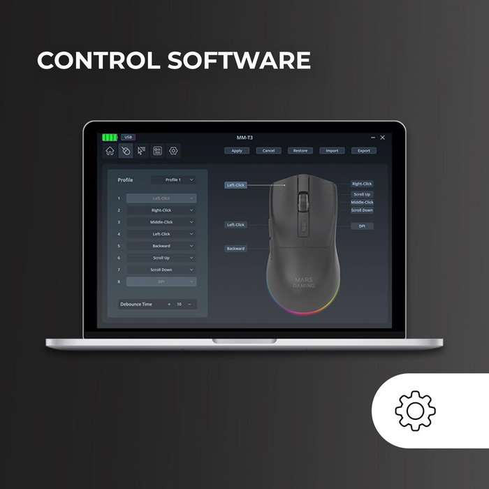 Souris Gaming Mars Gaming MMT3 Noir