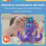 Nuby - Jouet de bain - Pieuvre interactive flottante avec anneaux - Violet - Pour bébé et enfant - Développe la coordination œil-main