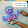 Nuby - Jouet de bain - Pieuvre interactive flottante avec anneaux - Violet - Pour bébé et enfant - Développe la coordination œil-main
