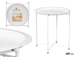 Giftdecor Table Ronde Pliante Blanche 46,8x50,2x46,8 cm Métal (Set de 4)