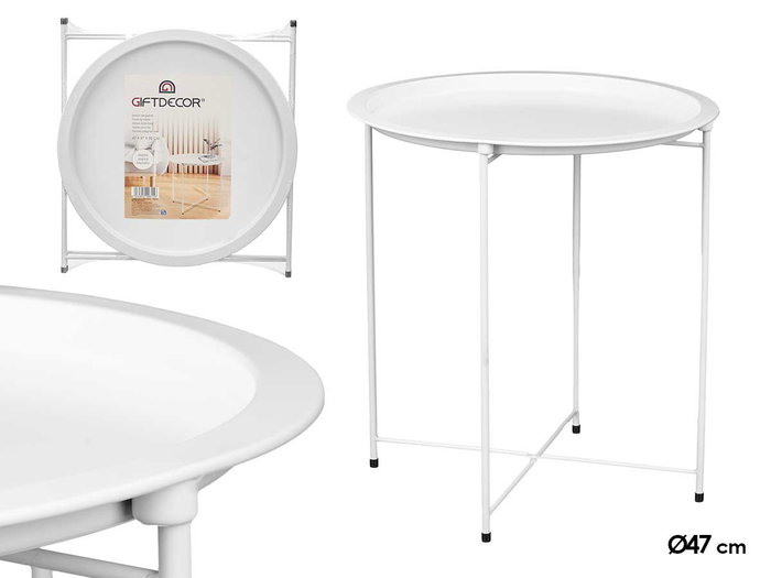 Giftdecor Table Ronde Pliante Blanche 46,8x50,2x46,8 cm Métal (Set de 4) Giftdecor Table Ronde Pliante Blanche 46,8x50,2x46,8 cm Métal (Set de 4)