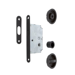 JANDEL Kit de fermeture pour porte coulissante, rosette ronde noir mat