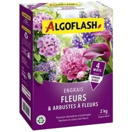 Algoflash Naturasol Engrais granulé pour Fleurs et Arbustes à Fleurs 2 kg - Riche en potasse pour floraison prolongée et croissance régulière