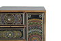 GINER Y COLOMER - Buffet téléphonique en bois de manguier avec 4 tiroirs et 1 porte, détails peints à la main, 60x45x30 cm (LxHxP), naturel et multicolore