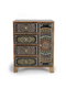 GINER Y COLOMER - Buffet téléphonique en bois de manguier avec 4 tiroirs et 1 porte, détails peints à la main, 60x45x30 cm (LxHxP), naturel et multicolore