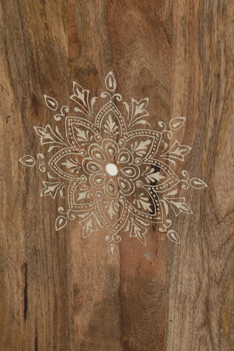 GINER Y COLOMER - Buffet téléphonique en bois de manguier avec 4 tiroirs et 1 porte, détails peints à la main, 60x45x30 cm (LxHxP), naturel et multicolore