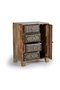 GINER Y COLOMER - Buffet téléphonique en bois de manguier avec 4 tiroirs et 1 porte, détails peints à la main, 60x45x30 cm (LxHxP), naturel et multicolore