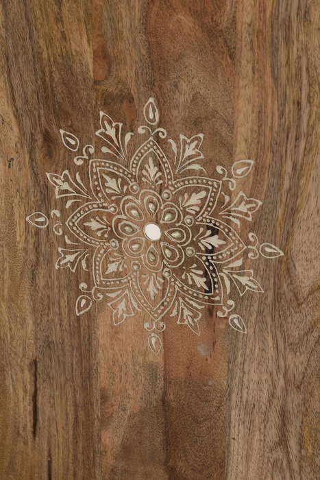 GINER Y COLOMER - Buffet téléphonique en bois de manguier avec 4 tiroirs et 1 porte, détails peints à la main, 60x45x30 cm (LxHxP), naturel et multicolore