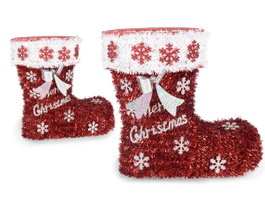 Krist+ Bota de Noël en Paillettes Rouge et Blanc 26 x 27 x 14 cm (Set de 8)