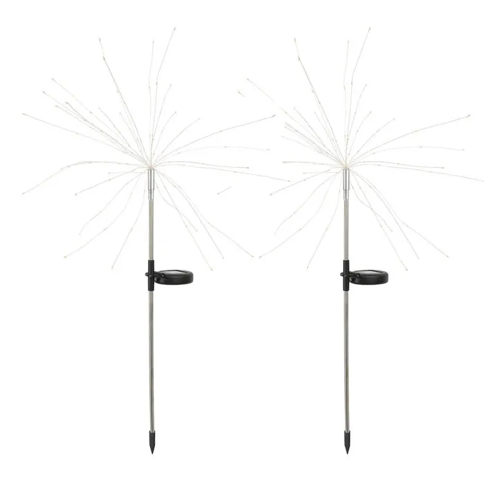 Lumisky Lot 2x FIREWORKS SPIKE - Balises solaires LED effet feu d'artifice - Blanc chaud - Autonomie 8h - Hauteur 97 cm - IP44 - Éclairage extérieur décoratif pour jardin
