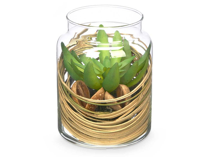 Ibergarden Pot en Verre avec Fleurs Séchées Vert 12 x 16 x 12 cm (Set de 12)