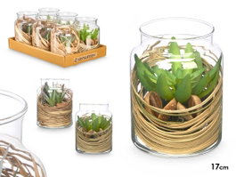 Ibergarden Pot en Verre avec Fleurs Séchées Vert 12 x 16 x 12 cm (Set de 12)