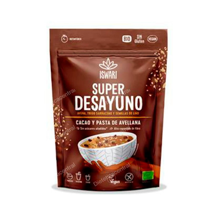 ISWARI Super Petit Déjeuner Cacao et Noisettes 360g Bio Sans Gluten Vegan ISWARI Super Petit Déjeuner Cacao et Noisettes 360g Bio Sans Gluten Vegan