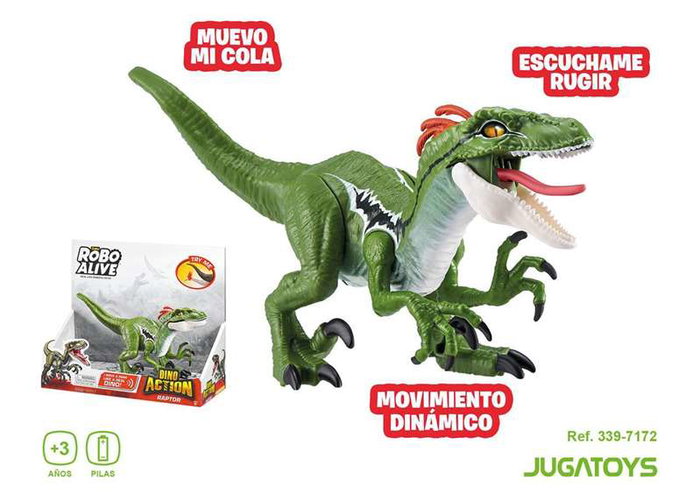 Zuru Robo Alive - Figurine de dinosaure Velociraptor Dino Action avec sons et lumières, 26 x 15 x 8 cm