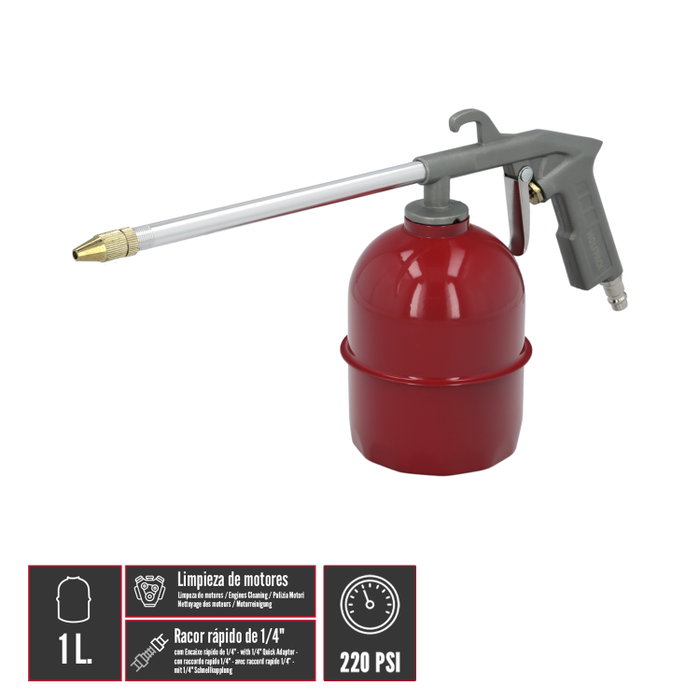 WOLFPACK LINEA PROFESIONAL Pistola pétrolière pneumatique avec réservoir inférieur et adaptateur rapide