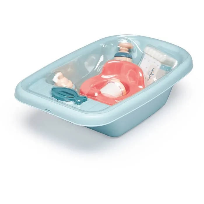 Ecoiffier Nursery 787 - Baignoire de bébé garnie 32 cm avec accessoires - À partir de 18 mois - Origine France Garantie