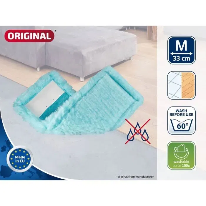 Leifheit housse static plus 52124 pour balai serpillière Clean Twist M Ergo / PowerClean, fibre polyester antistatique, lavable, nettoyage à sec tous sols