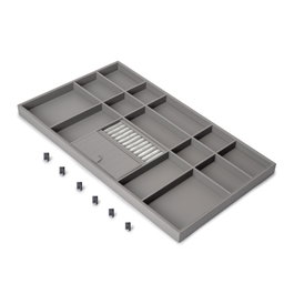 Emuca Tiroir organisateur pour placards et commodes Quartz, 740 (M90), Eco-pelle et bois, Titane
