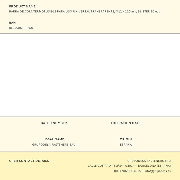 Salki Bâtonnet de colle thermofusible transparente, Ø 12 x 120 mm, 10 unités