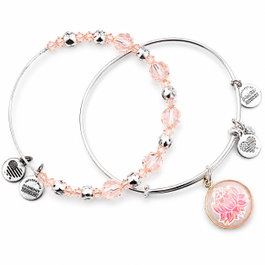 Alex And Ani Set de bracelets fleur de lotus gris