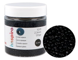 Innspiro Rocaille en verre rond opaque noir 2,3 mm 120g