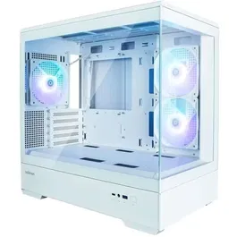 Zalman P30 Boîtier PC Blanc Micro-ATX/Mini-ITX avec 3 Ventilateurs LED A-RGB, 2 Panneaux Verre Trempé et Façade Mesh, Ports USB Type-C et Audio HD