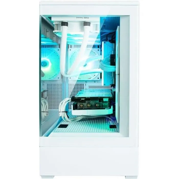Zalman P30 Boîtier PC Blanc Micro-ATX/Mini-ITX avec 3 Ventilateurs LED A-RGB, 2 Panneaux Verre Trempé et Façade Mesh, Ports USB Type-C et Audio HD