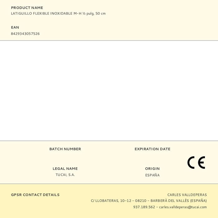 Taq Latiguillo flexible en acier inoxydable mâle-femelle ½ pouce, 50 cm Taq Latiguillo flexible en acier inoxydable mâle-femelle ½ pouce, 50 cm