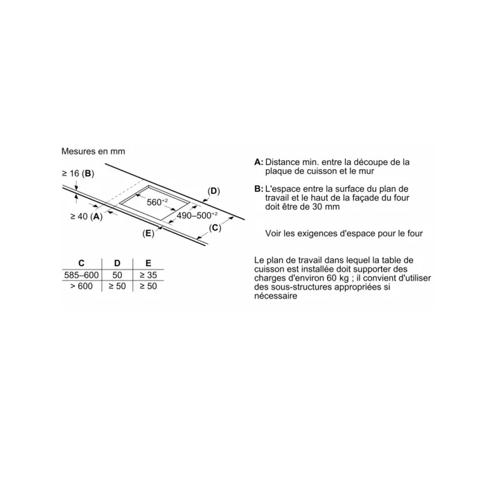 Bosch PIE631HB1E - Table à induction 60 cm série 6, 4 foyers noir, PowerInduction, 7400 W, 17 niveaux, Power Boost, Home Connect