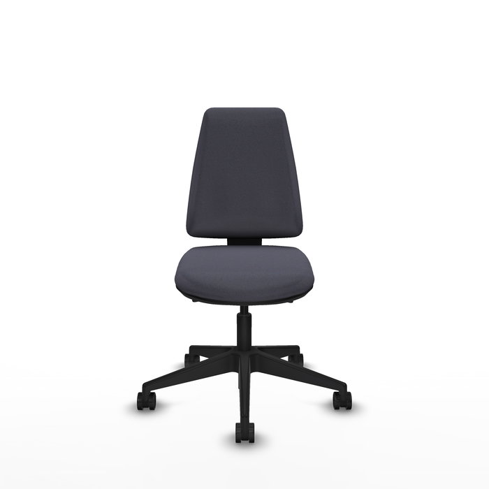 Chaise Elche Asynchrone Tissu Gris foncé Base pyramidale noire Sans accoudoirs Sans appui-tête Roulettes 65mm nylon