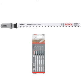 Bosch Lame de scie sauteuse T308Bo pour bois 117mm, 5 pièces, Expert Wood 2-Side Clean, pas 2,2mm